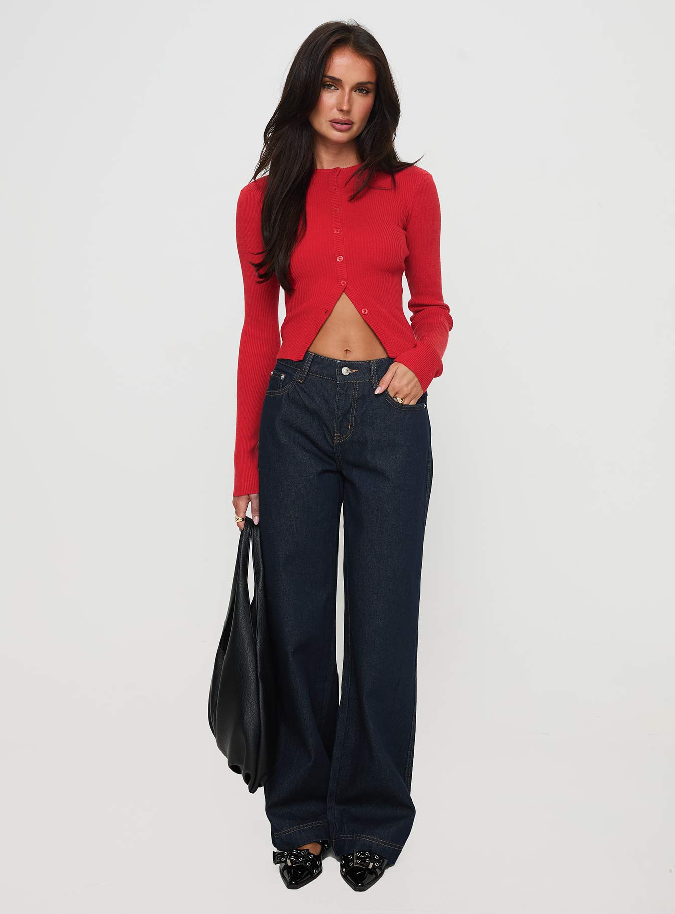 Suzu Long Sleeve Knit Top Red