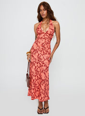 Casablanca Halter Top Red Floral