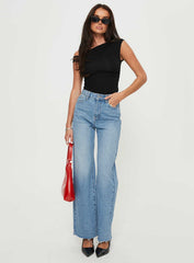 Henesey Raw Hem Jeans Mid Wash Tall