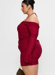 Taylon Off The Shoulder Mini Dress Red Curve