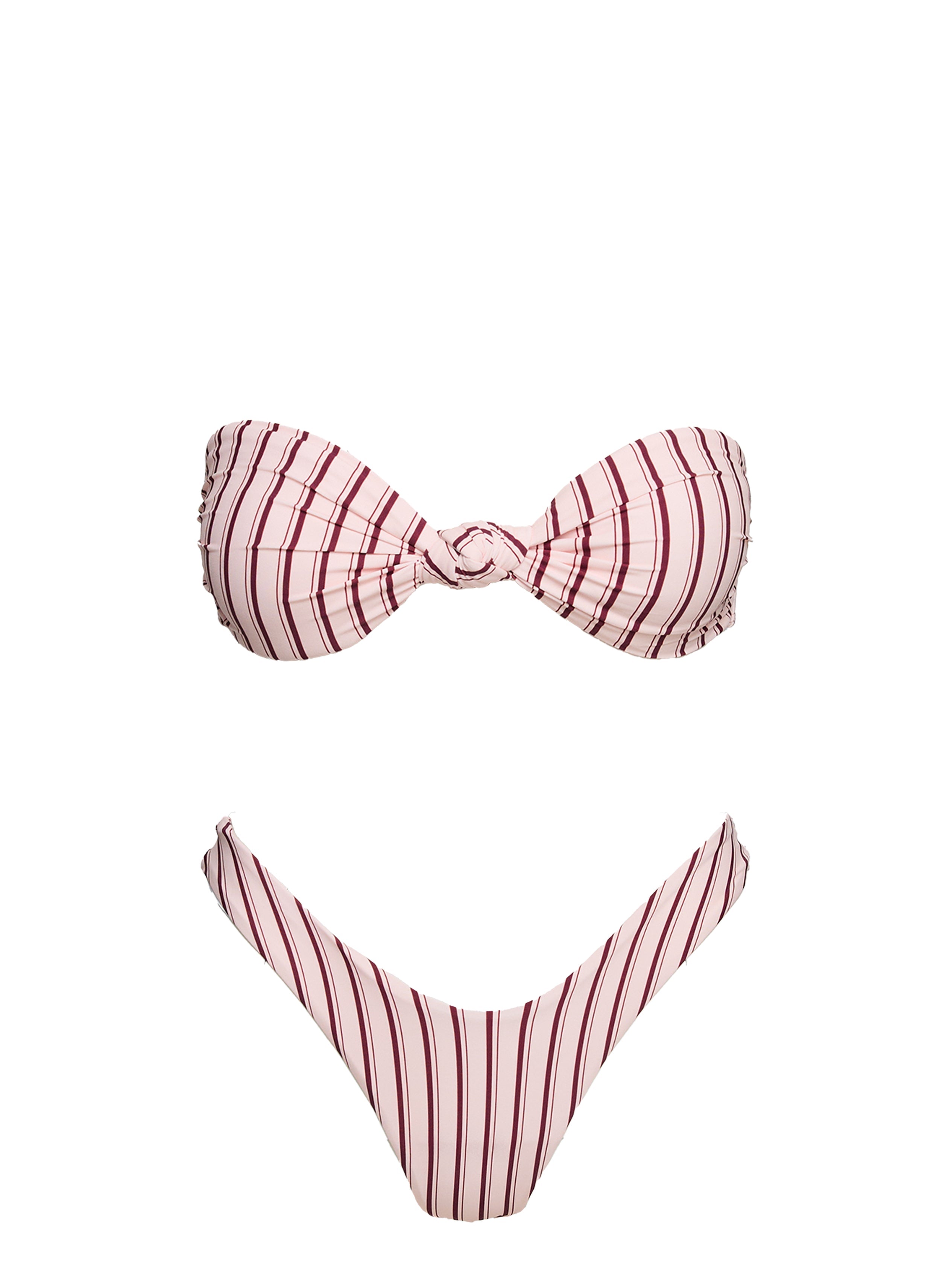 Nevaeh High Cut Bikini Bottoms Pale Pink Stripe
